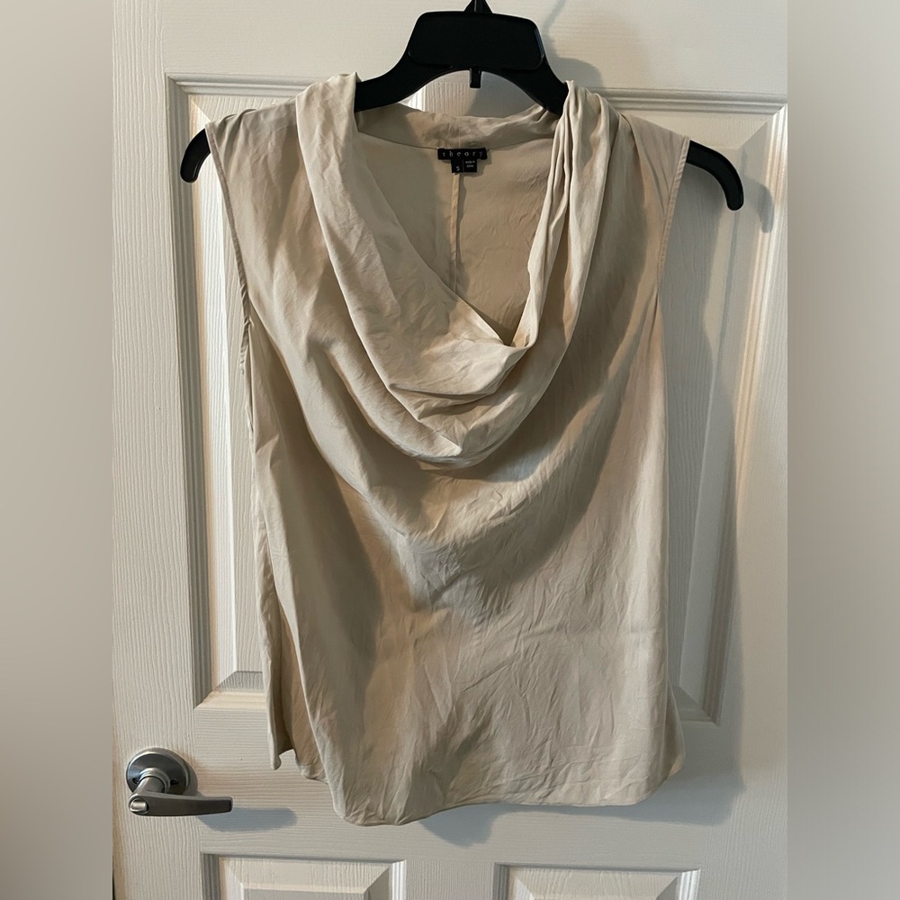 Sleeveless Theory Silk Blouse Ivory 96% Silk